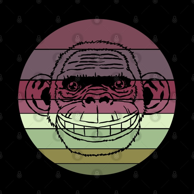 Avocado Retro Sunset Chimp Face by ebayson74@gmail.com