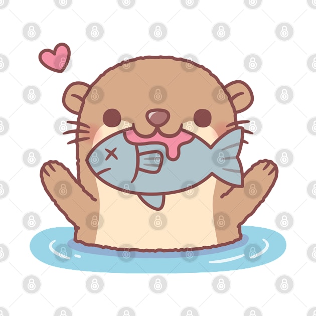 Cute Otter Catching Fish Funny by rustydoodle