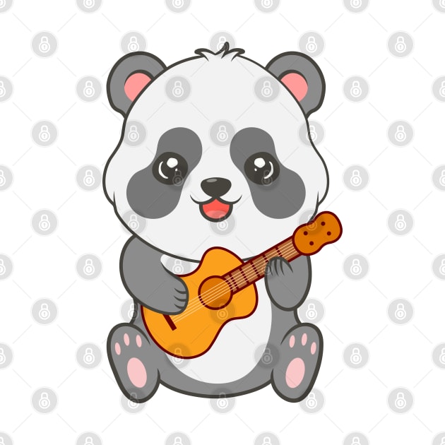 Adorable Panda Playing Acoustic Guitar Cartoon by RayanPod