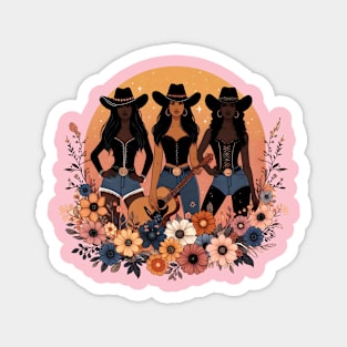 black cowgirl melanin black history texas floral Magnet