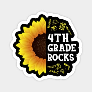 Sunflower Fourth Grade Rocks Shirt Teacher Student Kid Back To School Magnet