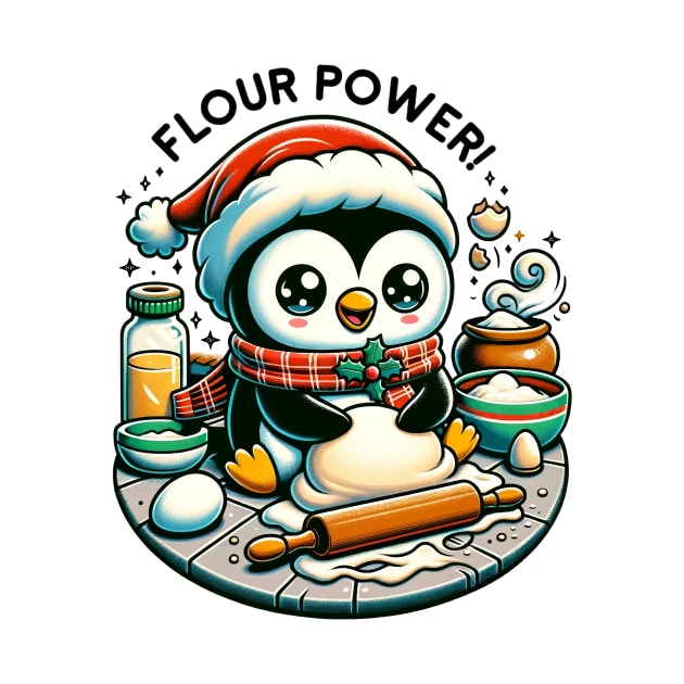 Flour Power Kawaii Christmas Penguin Baking by TheCloakedOak