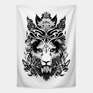 Lion Wild Animal Nature Illustration Art Tattoo Tapestry