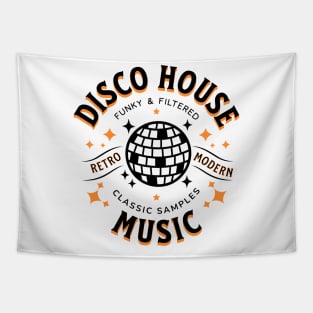 DISCO HOUSE  - Retro Modern Disco Ball (Black/Orange) Tapestry