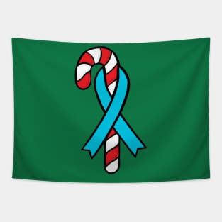 Candy cane awareness ribbon (light blue) Tapestry