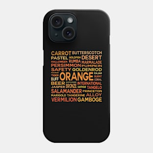 Word Cloud - Shades of Orange (Black Background) Phone Case