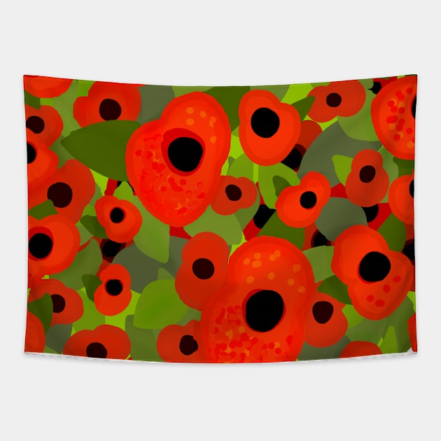 Poppy Field Tapestry by ScribbleStudioni