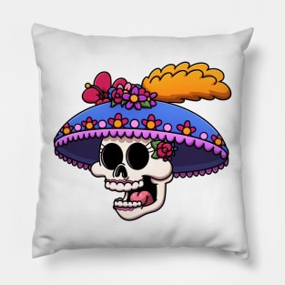 Day Of The Dead Mexican Catrina Skull Pillow