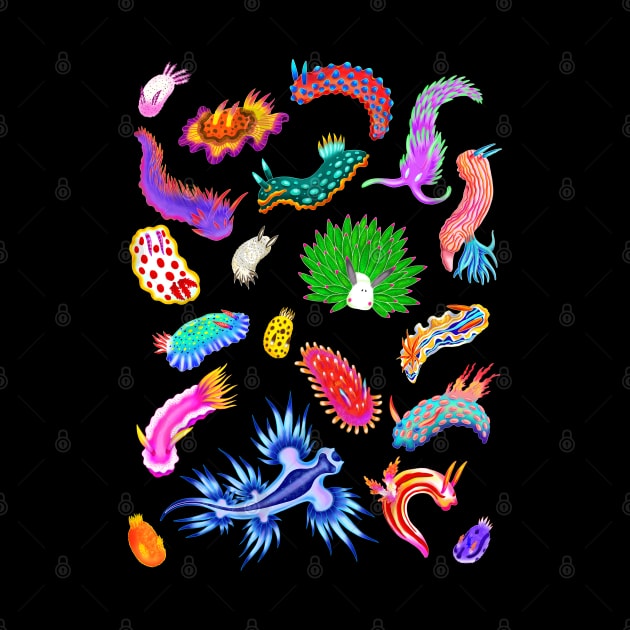 Rainbow Nudibranchs (Sea Slugs) Assortment by Marta Tesoro