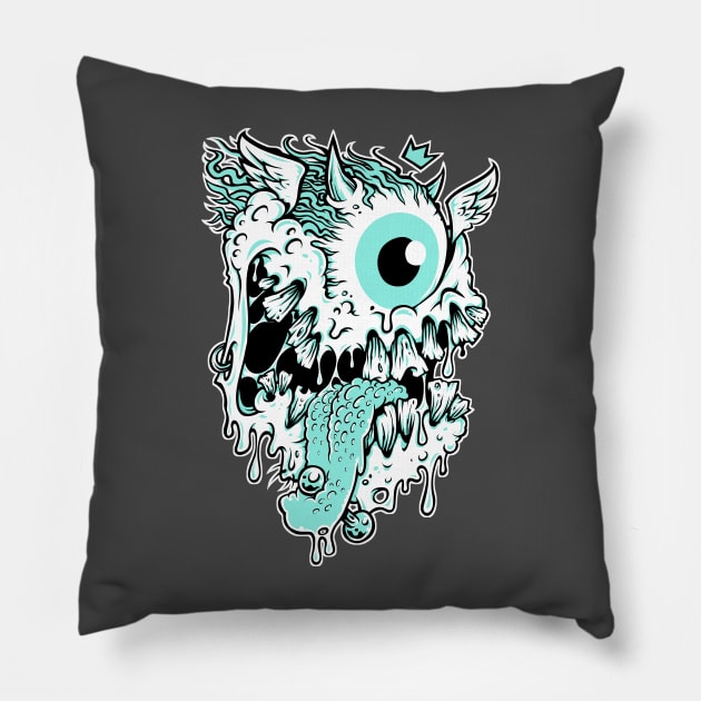 Flying eyeball with teeth Pillow by HETCH666