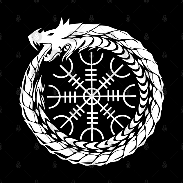 Ouroboros with the Helm of Awe (white symbol) by Vikingnerds