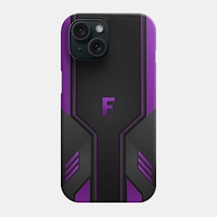 F Letter Personalized Gamer's Purple & Black Gradient Tech Sporty Design, Gaming Case for 13 Pro Max Phone Case