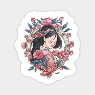 Pink Princess Geisha Art Deco Watercolour Magnet