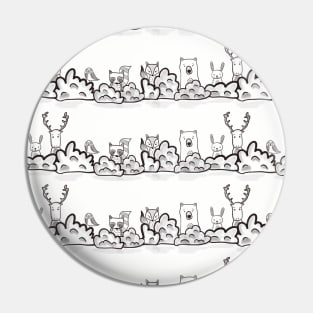 Woodland Animals Black On White Pin