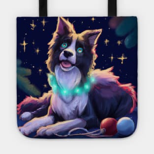 Cute Border Collie Drawing Tote