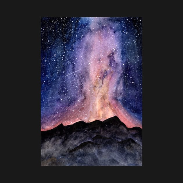 Nebula Night Sky - Hand Painted Watercolour by SophieStockArt