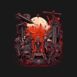 Comic-Style: AI Cyborg Robot Skull and the Apocalypse T-Shirt