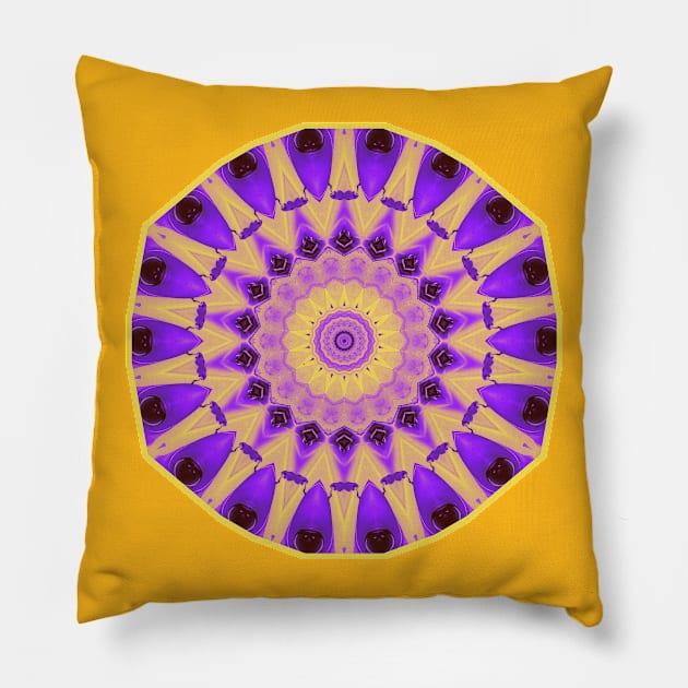 Stunning purple and yellow mandala Pillow by hereswendy