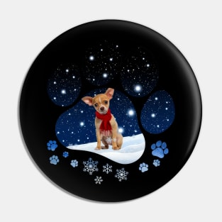 Snow Paw Tan Chihuahua Christmas Winter Holiday Pin