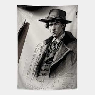 Pencil drawing. Male portrait Tapestry