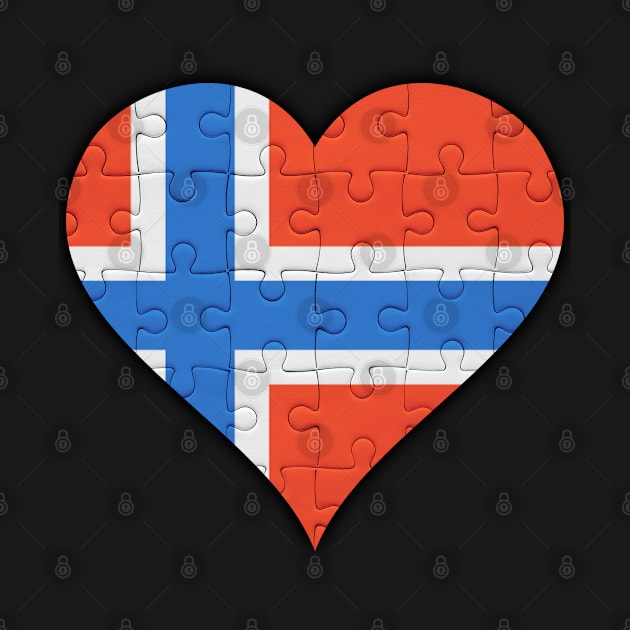 Norwegian Jigsaw Puzzle Heart Design - Gift for Norwegian With Norway Roots by Country Flags