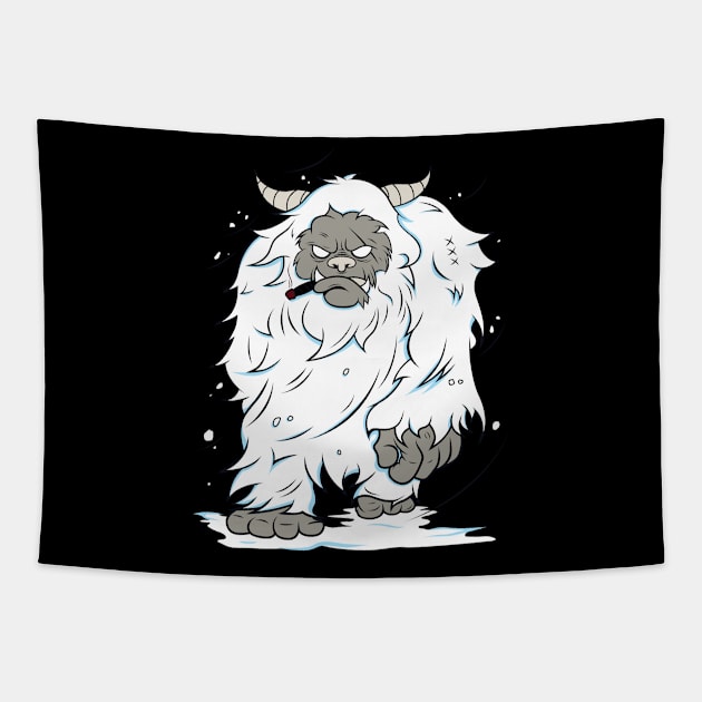 Snow Yeti White Bigfoot Tapestry by Mako Design 