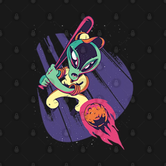 Baseball Lover Alien Batter by credittee