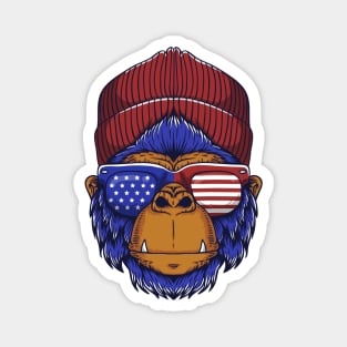 gorilla head USA illustration Magnet