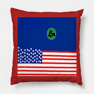 Sporty USA Design on Red Background Pillow