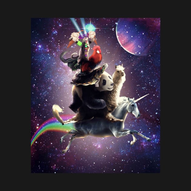 Cat Riding Chicken Turtle Panda Llama Unicorn by Random Galaxy