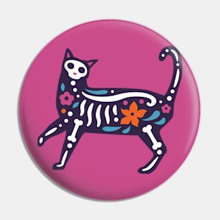 Colorful Day of the Dead Cat | Dia de los Muertos Gato Pin