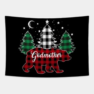 Godmother Bear Buffalo Red Plaid Matching Family Christmas Tapestry