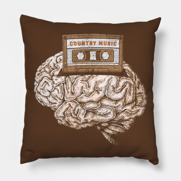 country music on my brain. Pillow by nowsadmahi