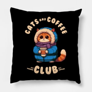 Cats and Coffee Club Pillow
