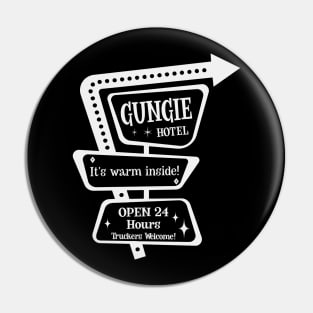 White Gungie Hotel Retro Sign Pin