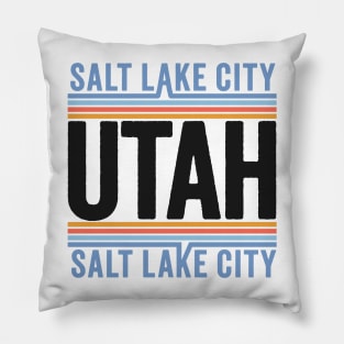 Salt Lake City Utah: Vibrant Retro Artistic Design Pillow