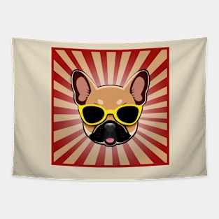 Frenchie Dog Wearing Yellow Sunglasses Funny French Bulldog Tapestry