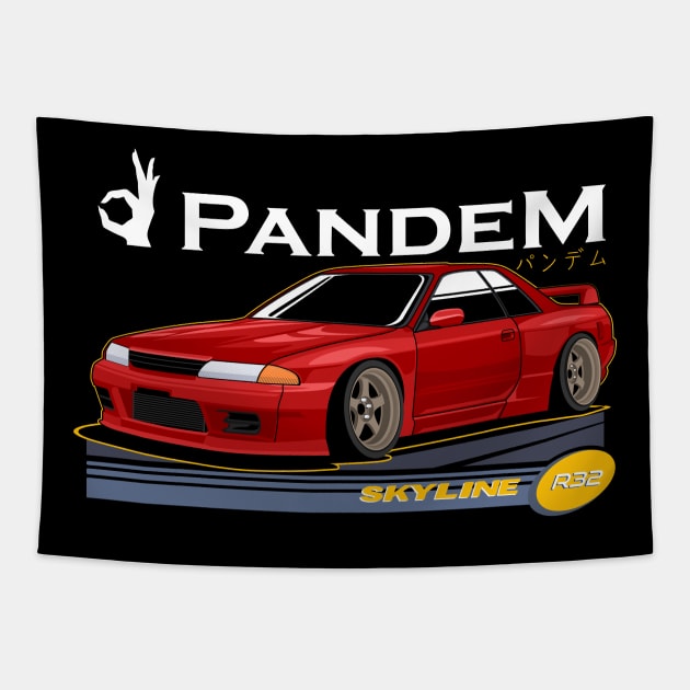 Skyline GTR R32 Pandem Tapestry by masjestudio