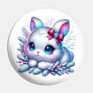 Snow Bunny Rabbit Cute Christmas Kawaii Chibi Animal Pin