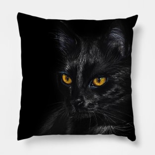 Black Cat painting Pillow