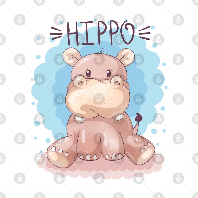 hippo cartoon cute by Mako Design 