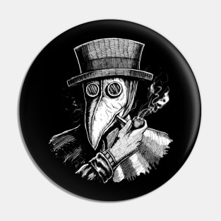 Vintage chill plague doctor smoking pipe Pin