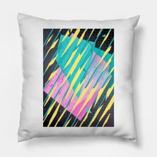 Memphis graphic style, yellow thunder Pillow