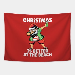 Christmas Is Better At The Beach - Dabbing Santa Tapestry