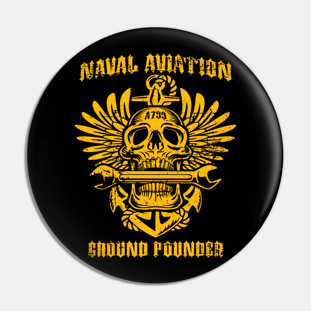 Naval Aviation Ground Pounder Vintage Skull Wings and Wrench Pin by hobrath