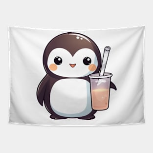 Cute Penguin Holding Tea Tapestry