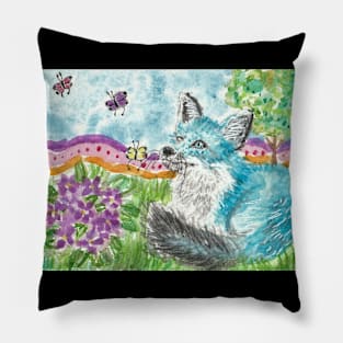 Blue fox Pillow