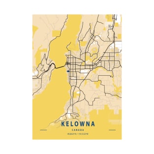 Kelowna - Canada Yellow City Map T-Shirt