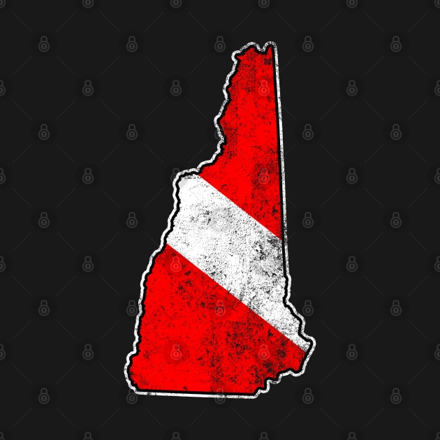 New Hampshire Dive Flag Scuba Diving State Map Dive Flag Distressed by TeeCreations