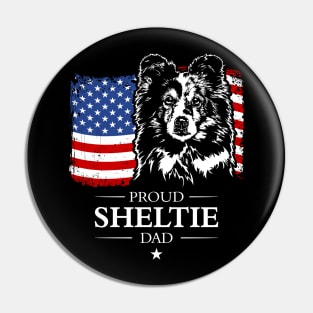 Proud Sheltie Dad American Flag patriotic gift dog Pin